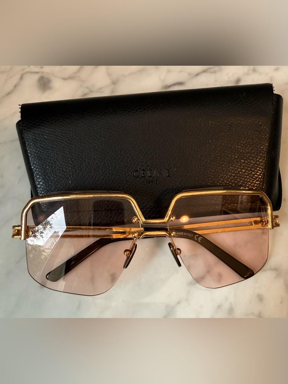 Celine Gold Frame Sunglasses with Brown Lenses